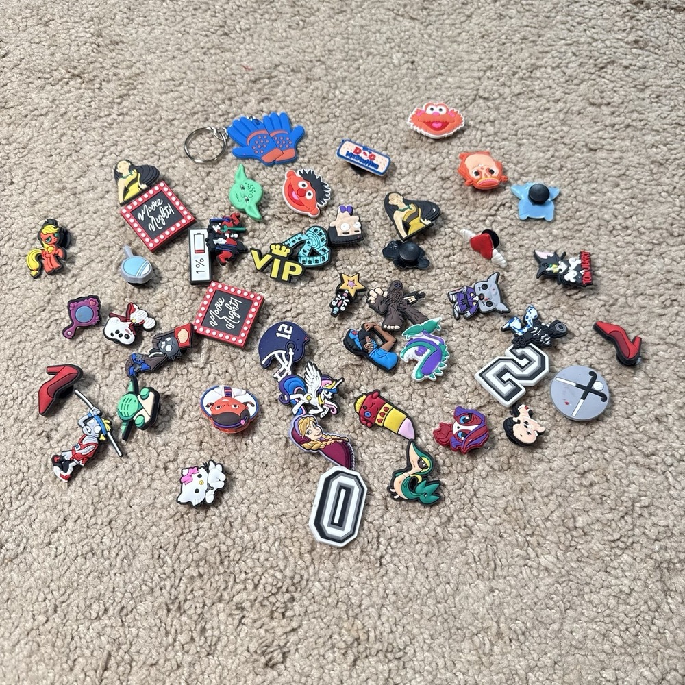Crocs Shoe Charms Lot 45pc Disney Star Wars Sesame Street Girly Rubber Jibbitz
